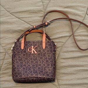 Calvin Klein Dark Brown Monogram Crossbody Bag